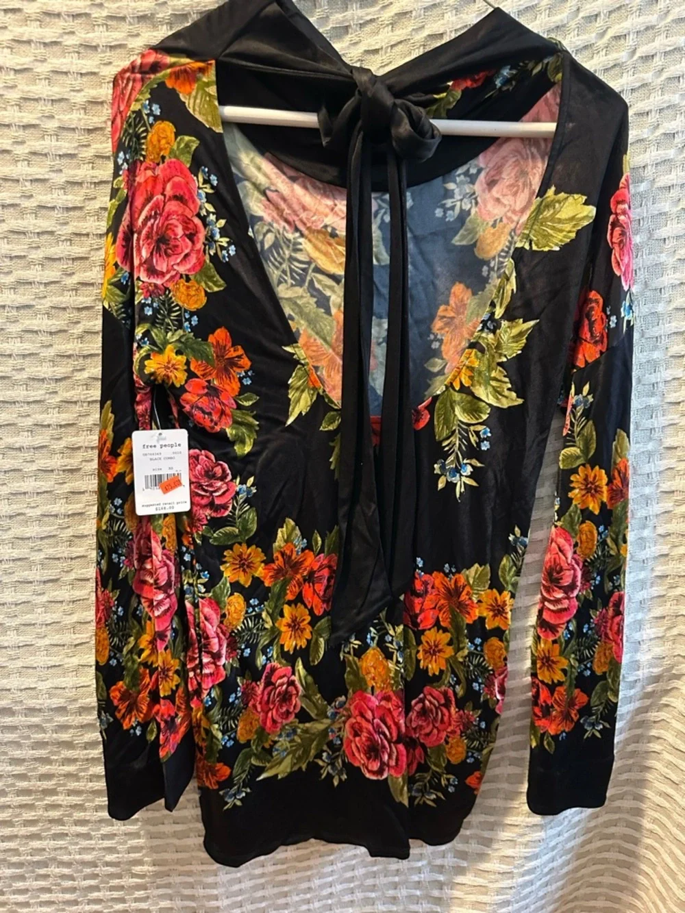 Free People Black Floral Combo Mini Dress - Picture 5 of 5